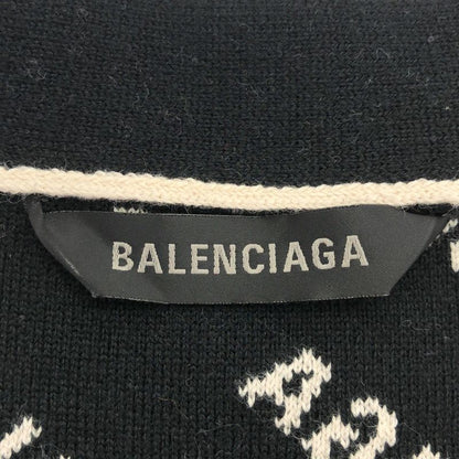 Balenciaga Logo Intarsia Wool Cardigan Ivory L