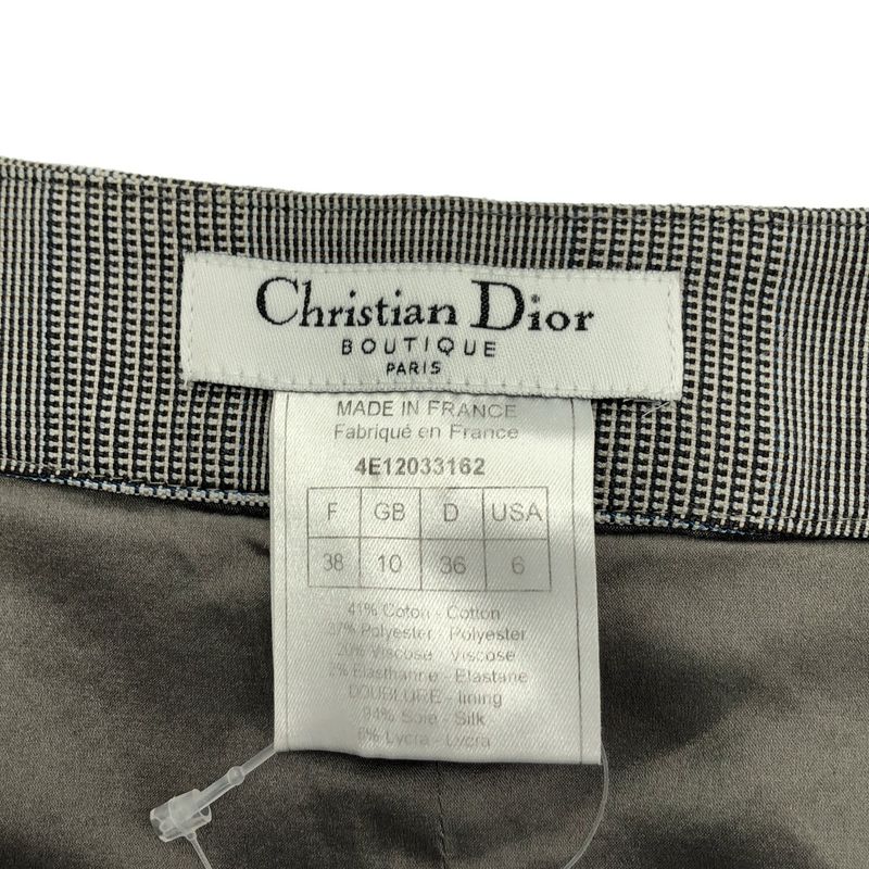 Dior Christian Glen Check Tight Skirt Gray