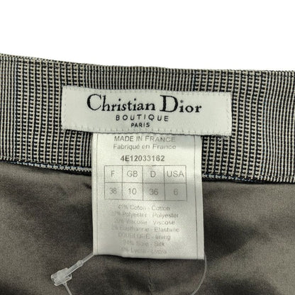 Dior Christian Glen Check Tight Skirt Gray