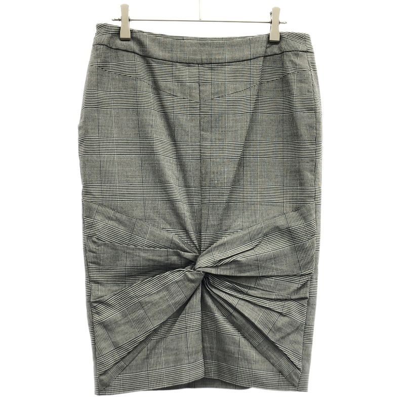 Dior Christian Glen Check Tight Skirt Gray