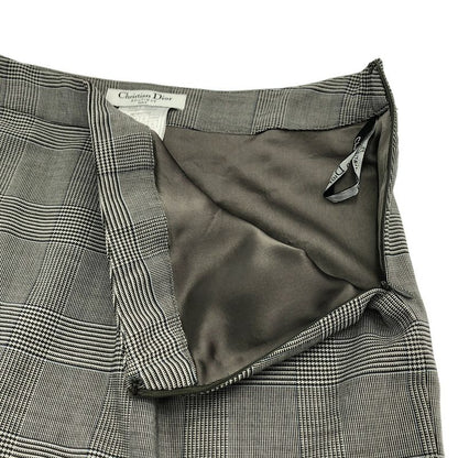 Dior Christian Glen Check Tight Skirt Gray
