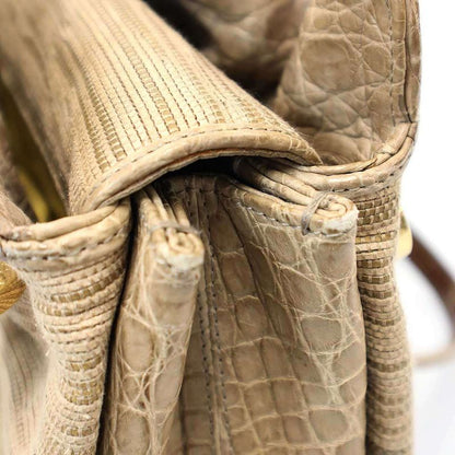 Bvlgari Twist Bag Small Leather Fabric Combination Handbag Beige