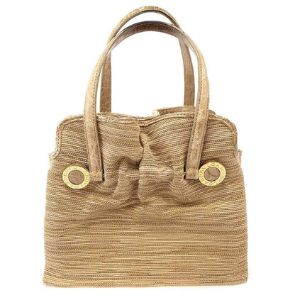 Bvlgari Twist Bag Small Leather Fabric Combination Handbag Beige
