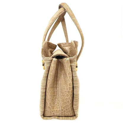 Bvlgari Twist Bag Small Leather Fabric Combination Handbag Beige