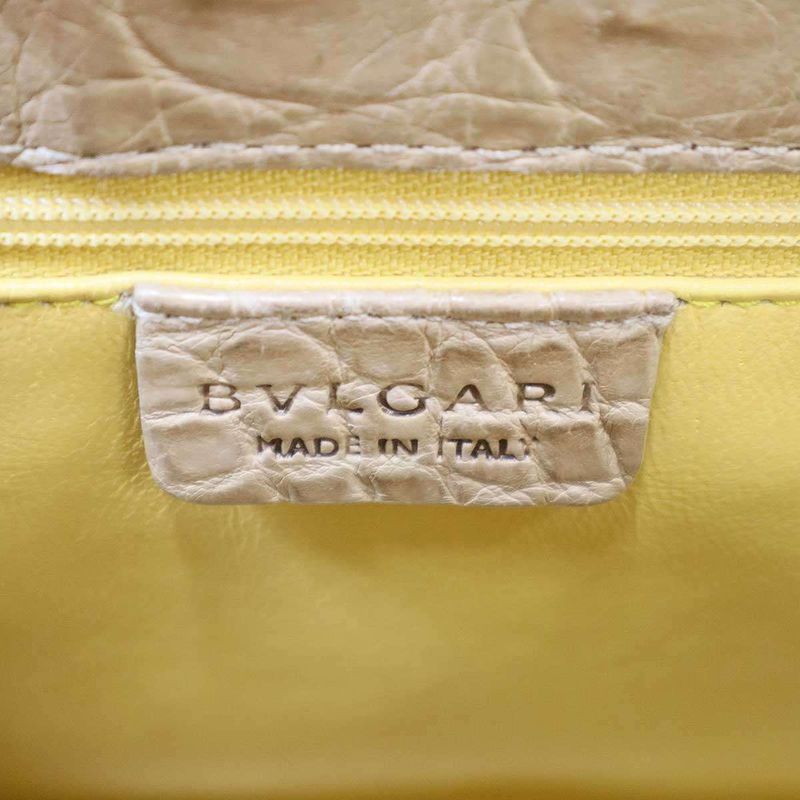 Bvlgari Twist Bag Small Leather Fabric Combination Handbag Beige