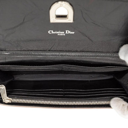 Diorama Chain Wallet Shoulder Bag Black White Leather Dior