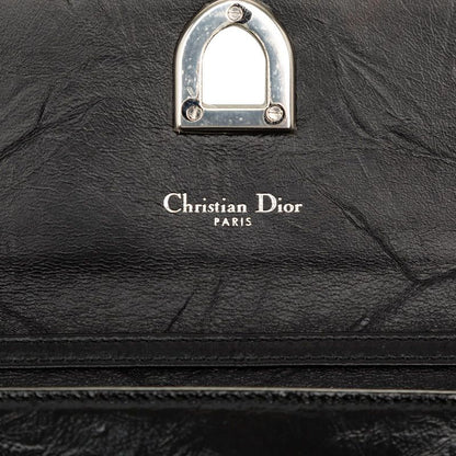 Diorama Chain Wallet Shoulder Bag Black White Leather Dior