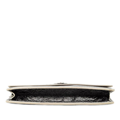 Diorama Chain Wallet Shoulder Bag Black White Leather Dior