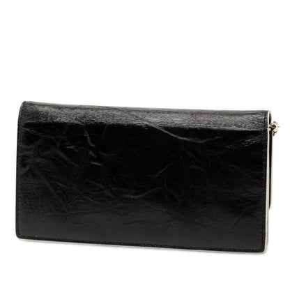 Diorama Chain Wallet Shoulder Bag Black White Leather Dior