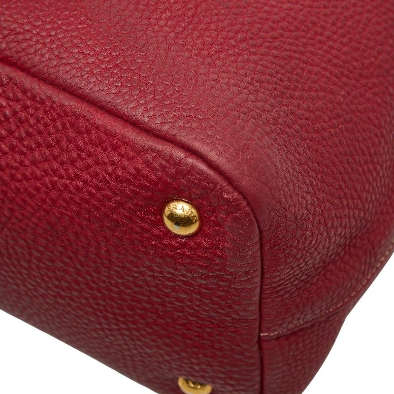 Prada Tote Shoulder Bag 2-Way Red Leather