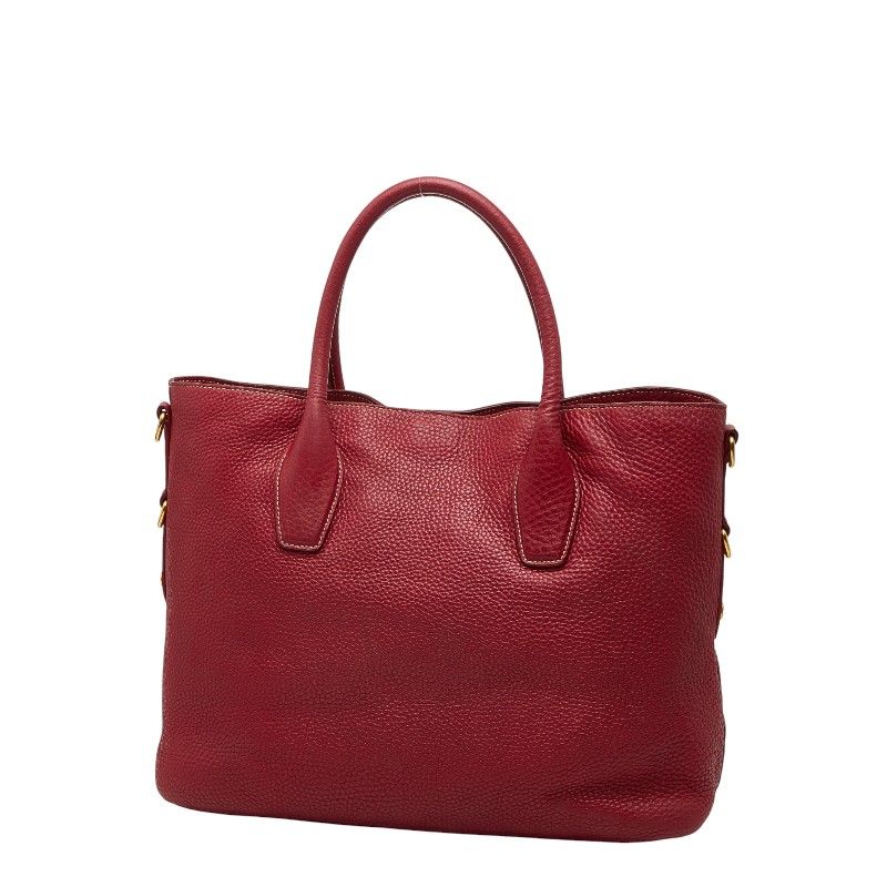 Prada Tote Shoulder Bag 2-Way Red Leather