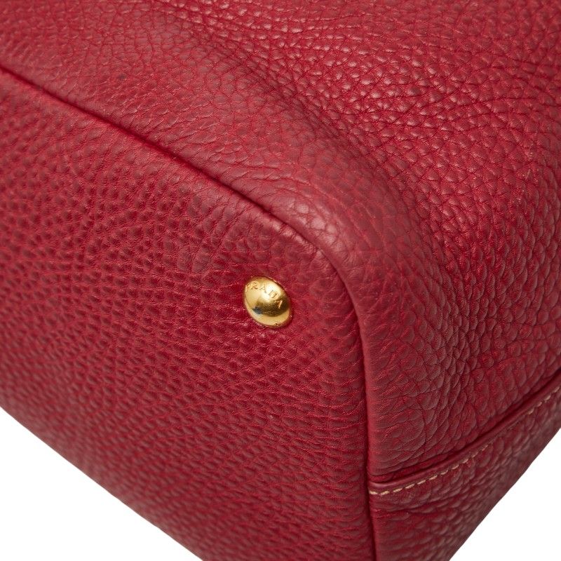 Prada Tote Shoulder Bag 2-Way Red Leather