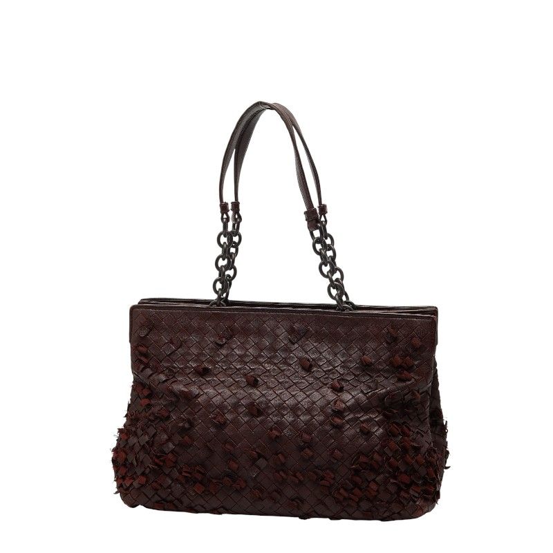 Bottega Veneta Intrecciato Chain Tote Brown Leather