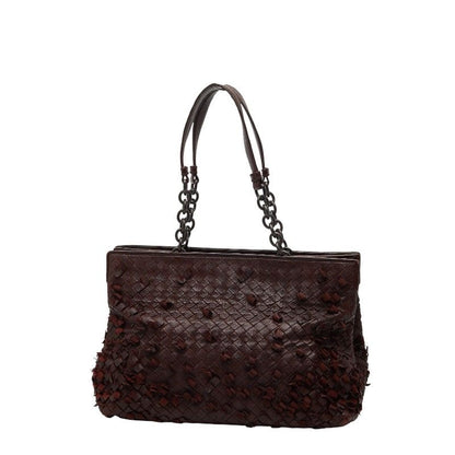 Bottega Veneta Intrecciato Chain Tote Brown Leather