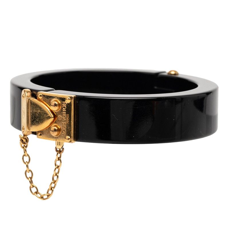 Louis Vuitton Lockme Bangle Bracelet Black Gold Plastic Plated