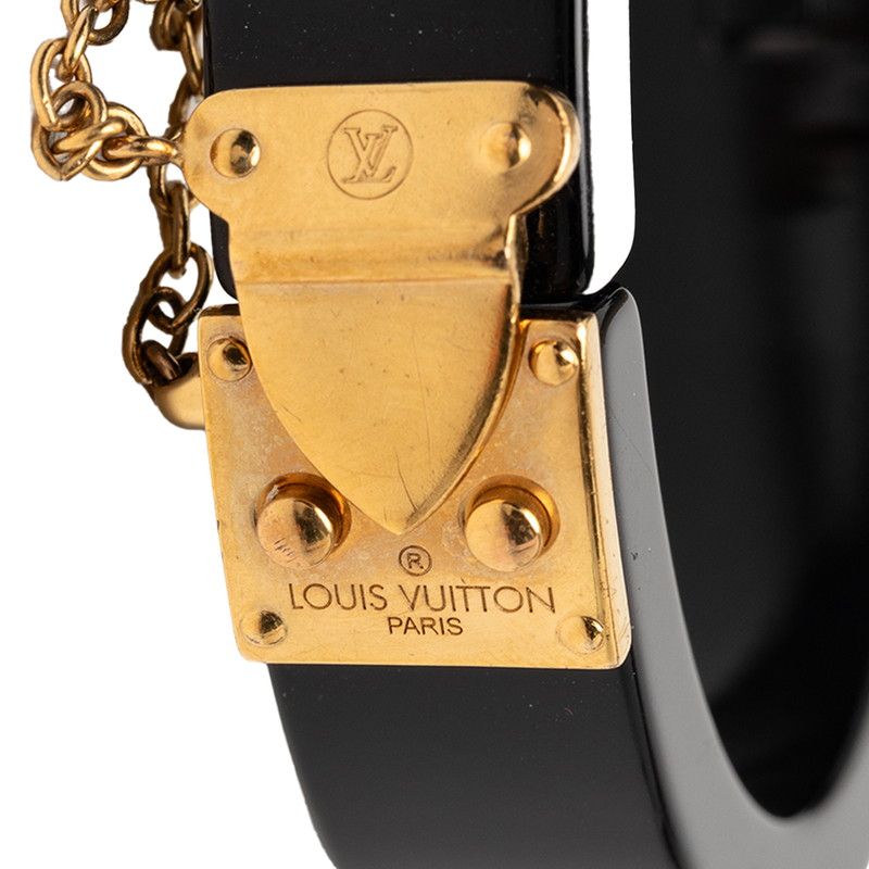 Louis Vuitton Lockme Bangle Bracelet Black Gold Plastic Plated