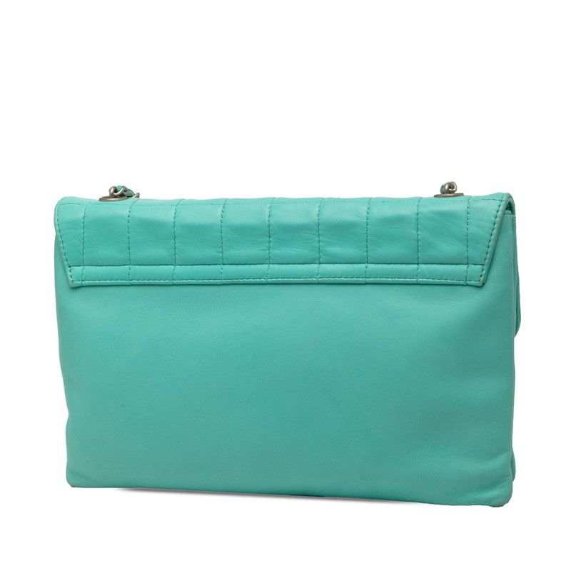 Chanel 2.55 Choco Bar Chain Shoulder Bag Turquoise Blue Lambskin