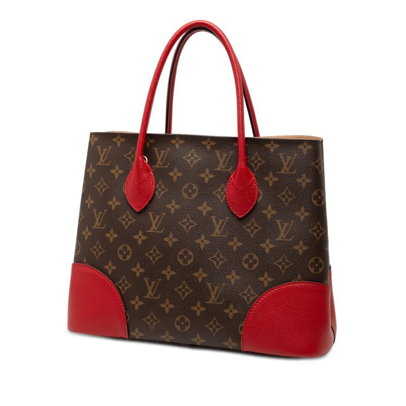 Louis Vuitton Monogram Flandrine Tote Brown Red Leather
