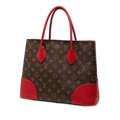 Louis Vuitton Monogram Flandrine Tote Brown Red Leather