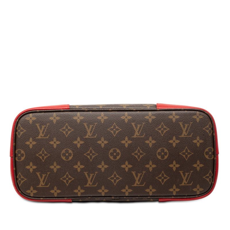 Louis Vuitton Monogram Flandrine Tote Brown Red Leather