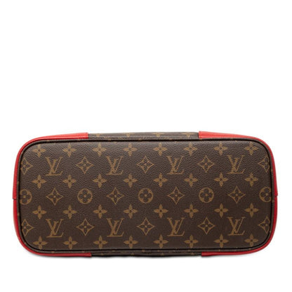 Louis Vuitton Monogram Flandrine Tote Brown Red Leather