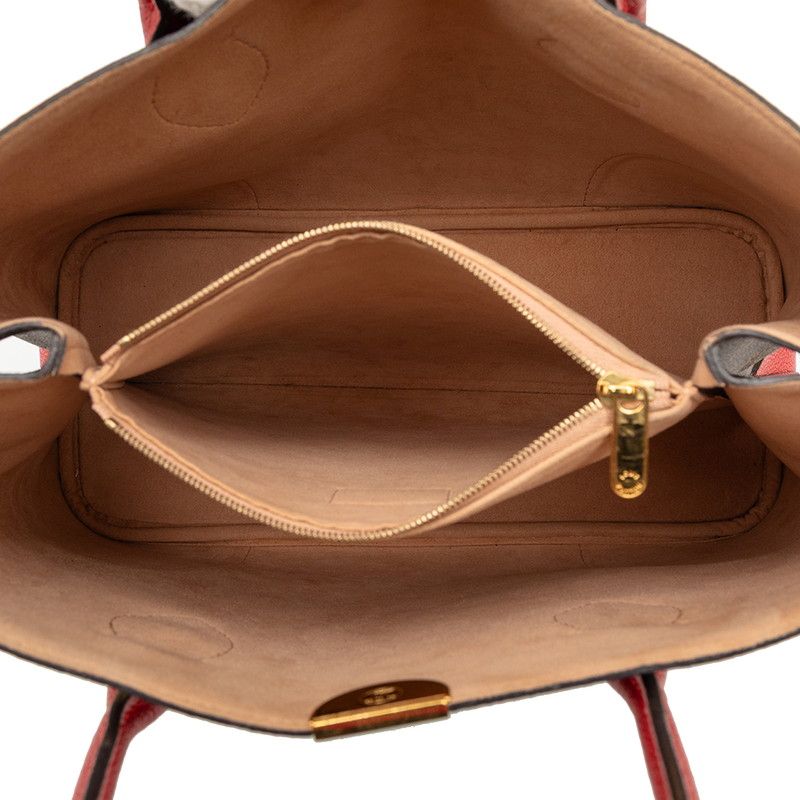 Louis Vuitton Monogram Flandrine Tote Brown Red Leather