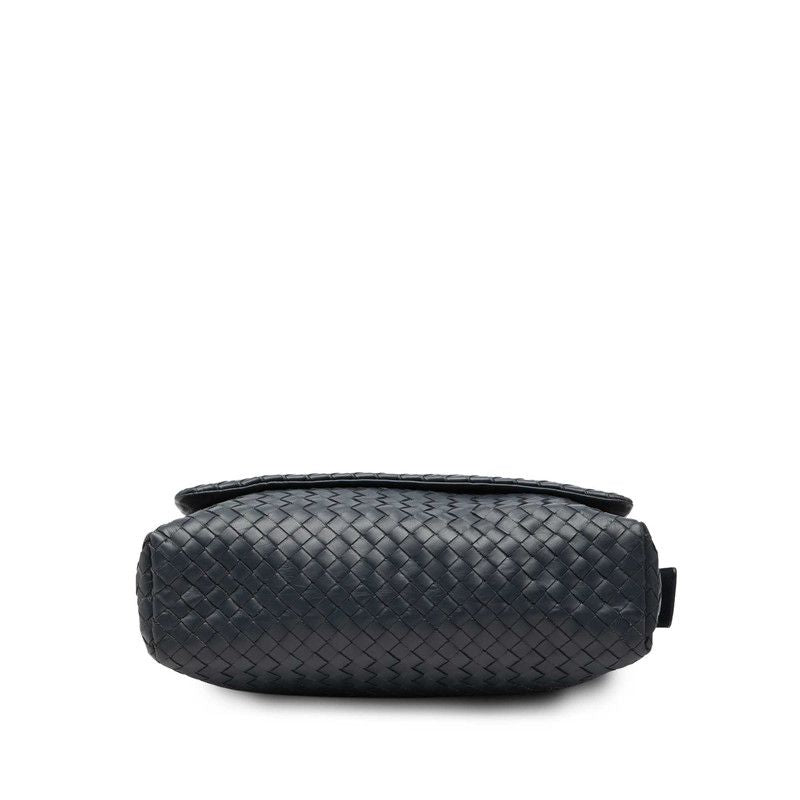 Bottega Veneta Intrecciato Crossbody Shoulder Bag Navy Leather