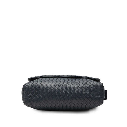 Bottega Veneta Intrecciato Crossbody Shoulder Bag Navy Leather