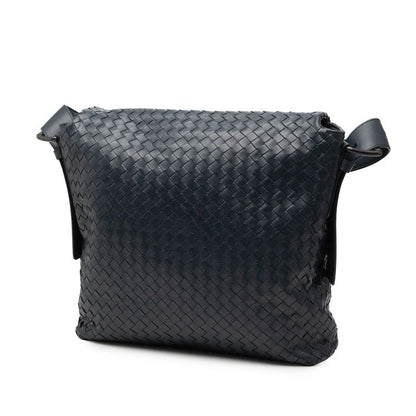 Bottega Veneta Intrecciato Crossbody Shoulder Bag Navy Leather