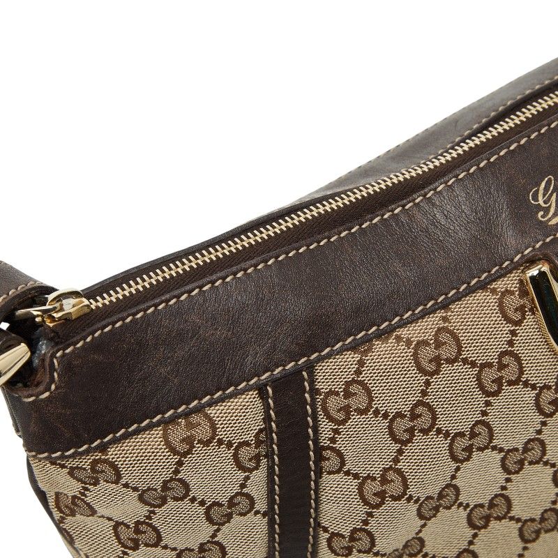 Gucci GG Canvas Abbey Crossbody Shoulder Bag Beige Brown