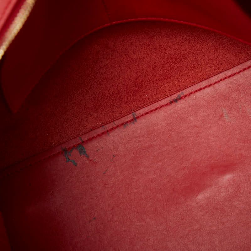 Saint Laurent Line Petit Cabas 2-Way Shoulder Bag Red Gold Leather