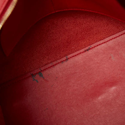 Saint Laurent Line Petit Cabas 2-Way Shoulder Bag Red Gold Leather