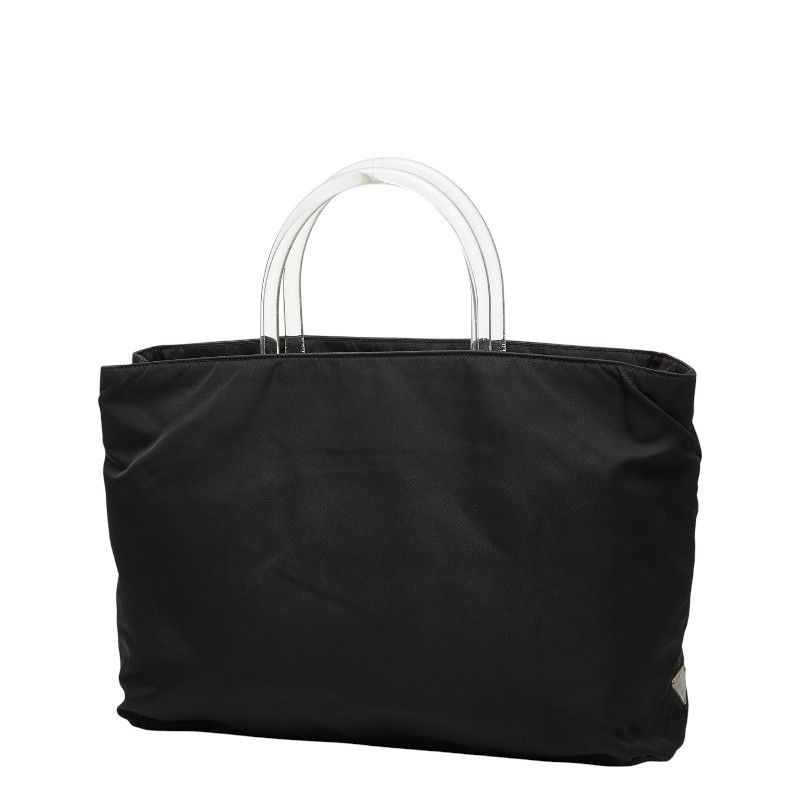 Prada Tote Black Nylon Plastic