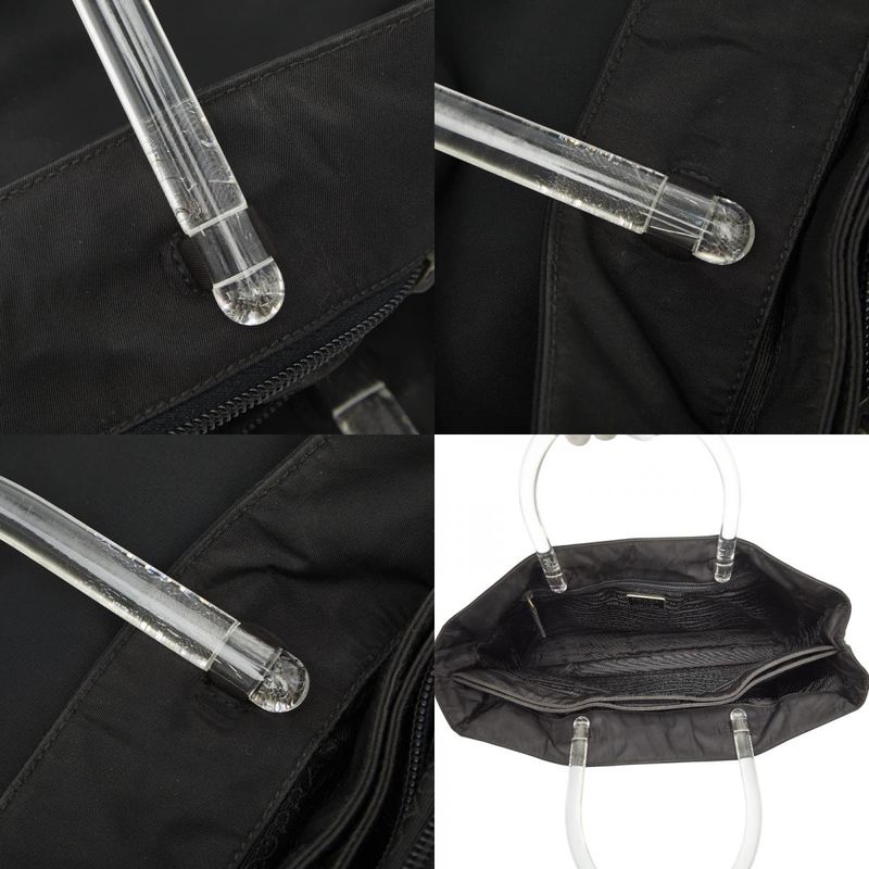 Prada Tote Black Nylon Plastic