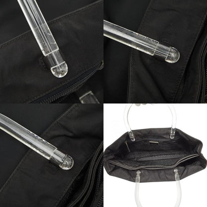 Prada Tote Black Nylon Plastic