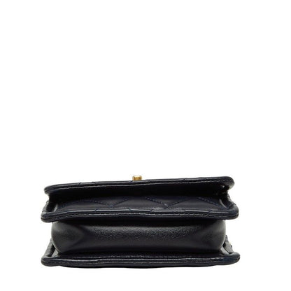 Chanel CC Logo Quilted Mini 2-Way Shoulder Bag Navy Lambskin