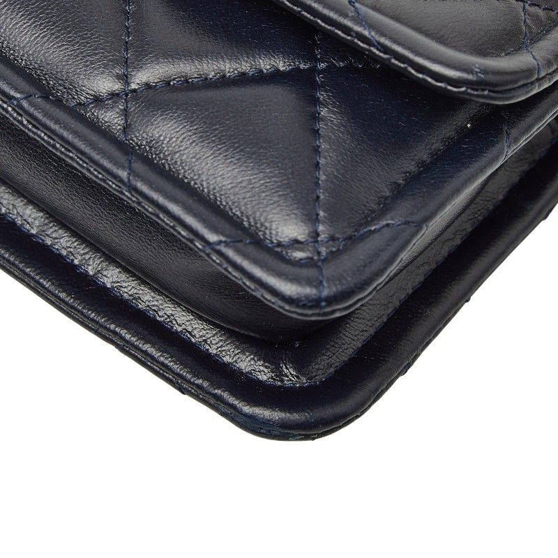 Chanel CC Logo Quilted Mini 2-Way Shoulder Bag Navy Lambskin