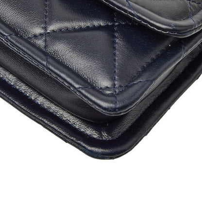 Chanel CC Logo Quilted Mini 2-Way Shoulder Bag Navy Lambskin