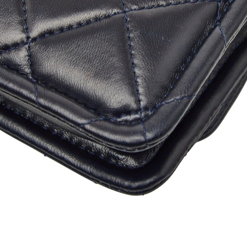 Chanel CC Logo Quilted Mini 2-Way Shoulder Bag Navy Lambskin
