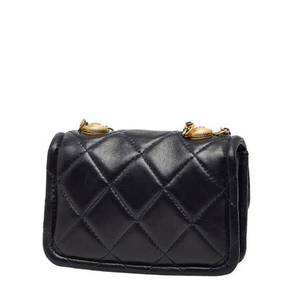 Chanel CC Logo Quilted Mini 2-Way Shoulder Bag Navy Lambskin