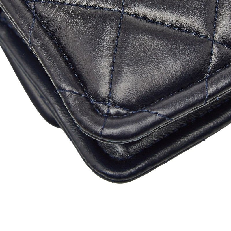 Chanel CC Logo Quilted Mini 2-Way Shoulder Bag Navy Lambskin