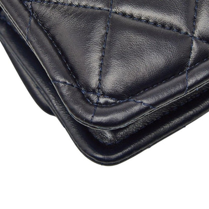 Chanel CC Logo Quilted Mini 2-Way Shoulder Bag Navy Lambskin