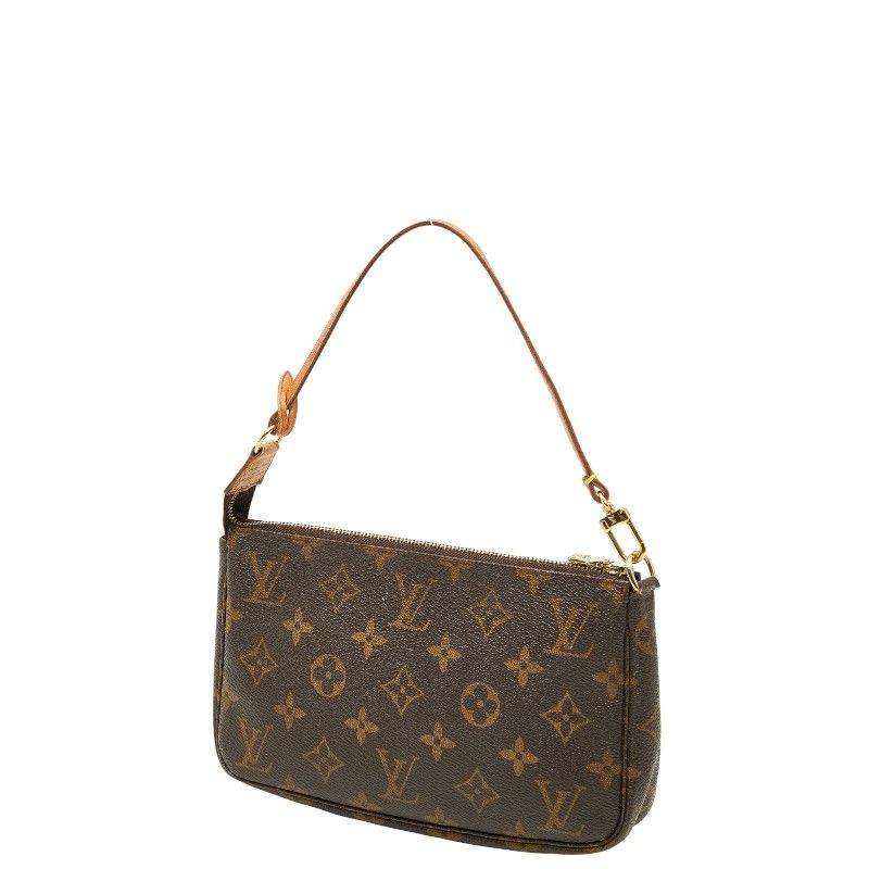 Louis Vuitton Monogram Pochette Accessoire Handbag Brown Leather