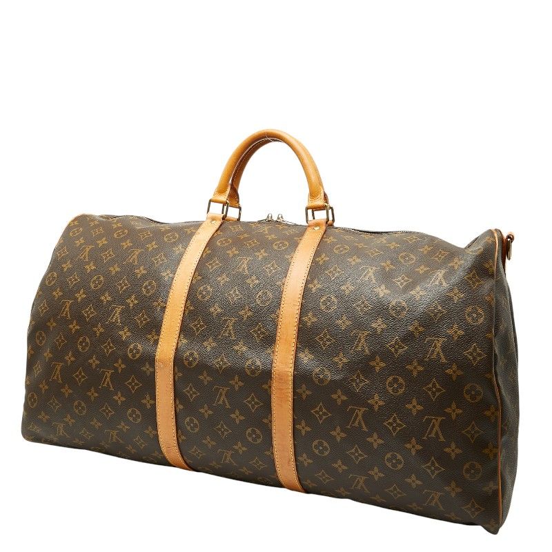 Louis Vuitton Monogram Keepall Bandouliere 60 Boston Bag Brown Leather