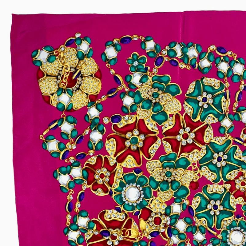 Chanel Silk Extra Large Scarf Pattern Pink