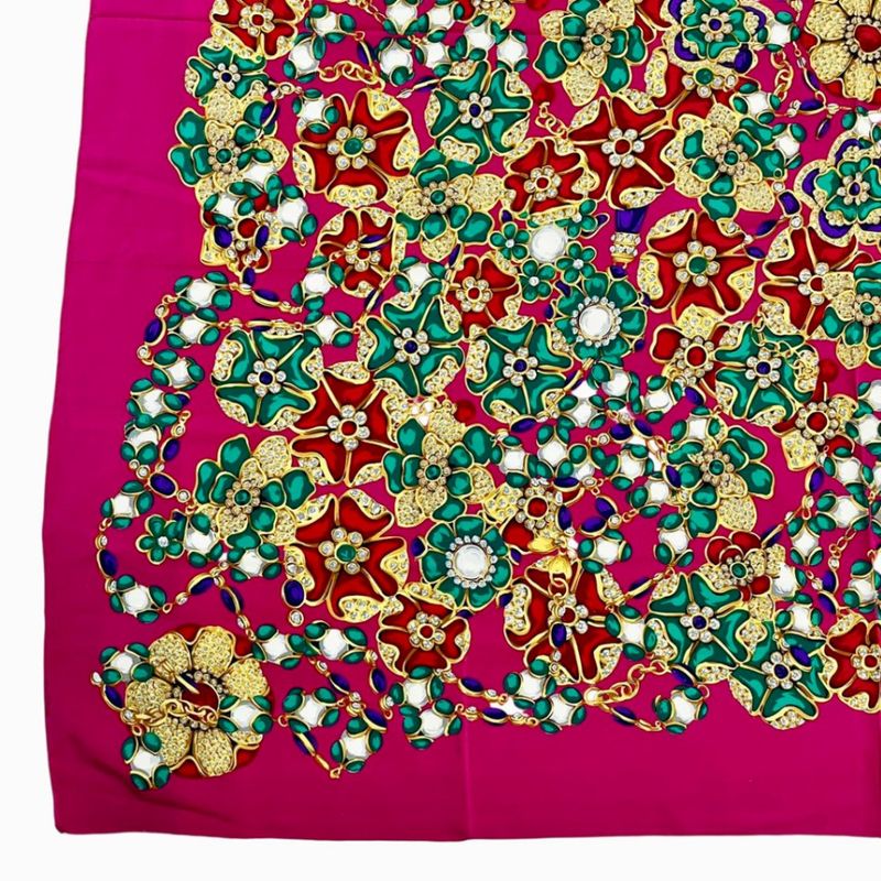 Chanel Silk Extra Large Scarf Pattern Pink