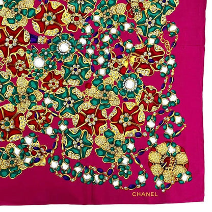 Chanel Silk Extra Large Scarf Pattern Pink
