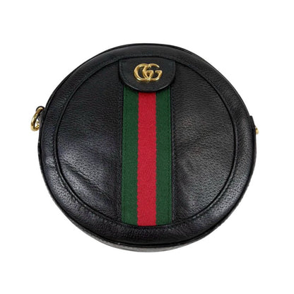 Gucci Round Shape Mini Chain Shoulder Bag Ophidia Black Sherry Line