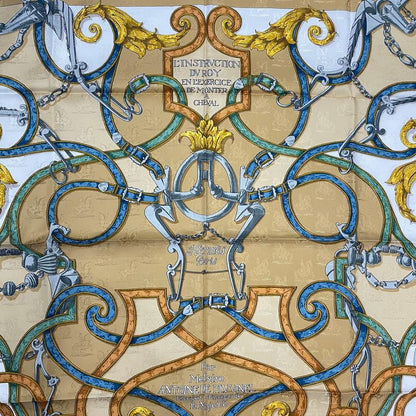 Hermes Carre 90 Scarf L'instruction du Roy Imperial Studies Silk Gold