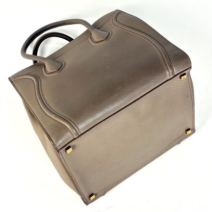 Celine Small Square Luggage Phantom Tote Leather Beige